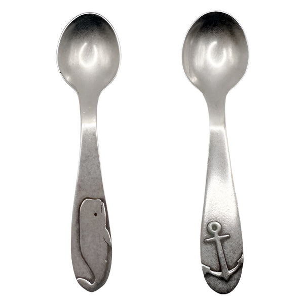 image of beehive silver spoon and fork set with whale design