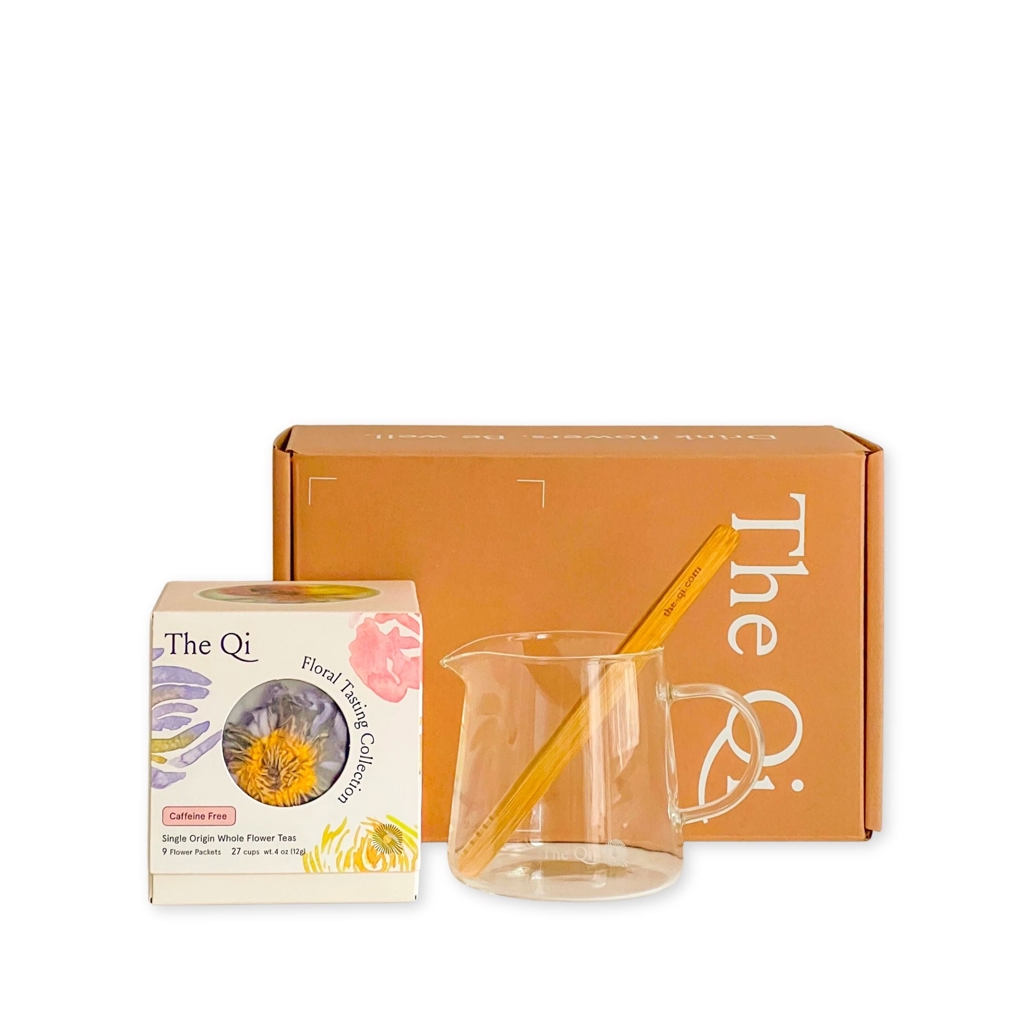 Image displaying the contents of the Daily Ritual Flower Tea Set V2 on a white background