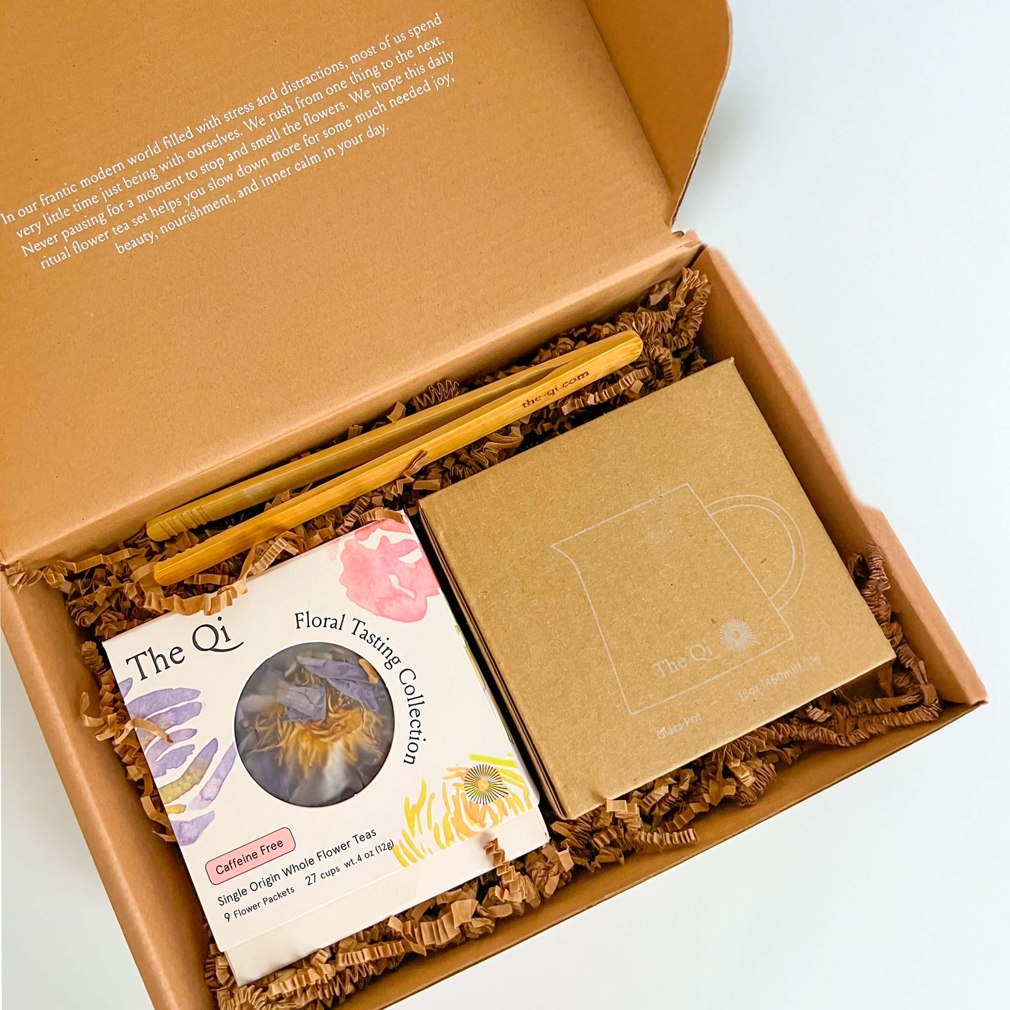 Showing the inside packing of the Daily Ritual Flower Tea Set V2 