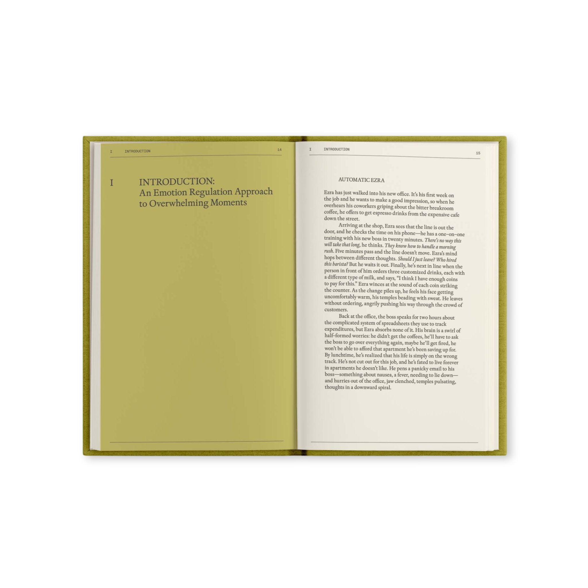 Open notebook with text on a white background