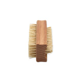 Wooden brush with bristle head on a white background