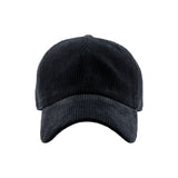 Black corduroy cap on a white background