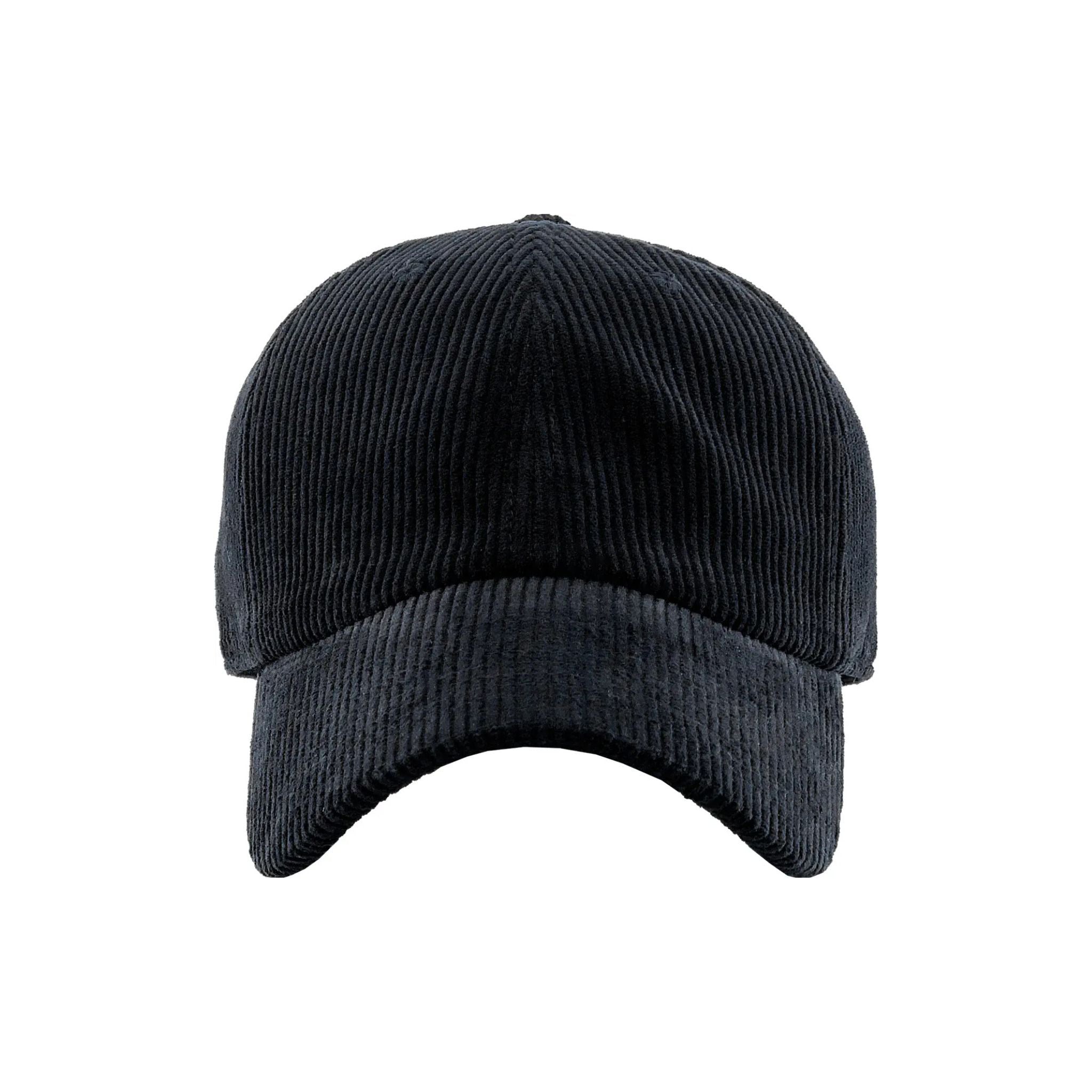 Black corduroy cap on a white background