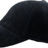 Black corduroy cap on a white background