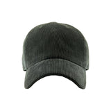 Dark gray corduroy cap on a white background