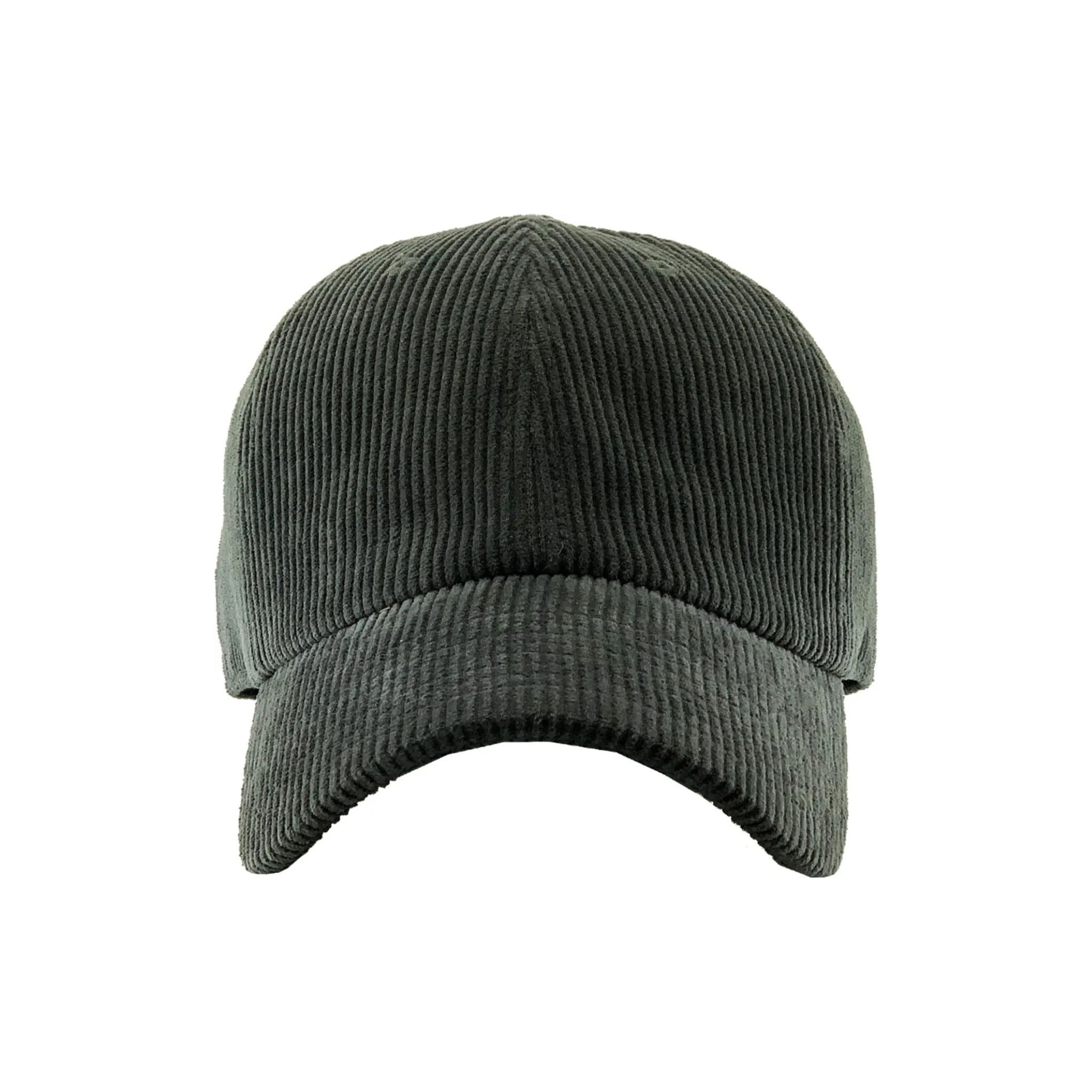 Dark gray corduroy cap on a white background