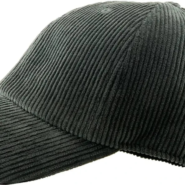 Dark gray corduroy baseball cap on a white background