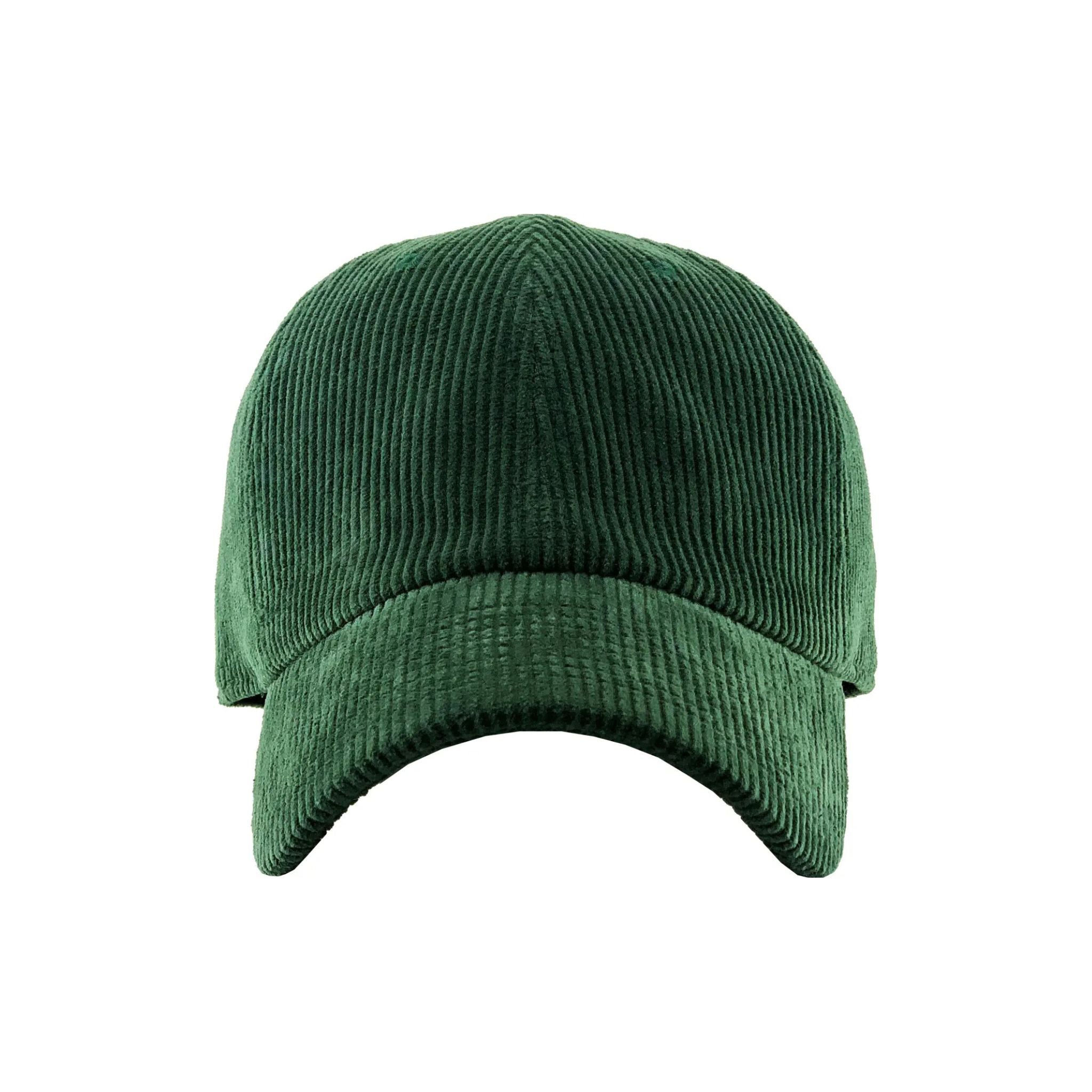 Green corduroy cap on a white background