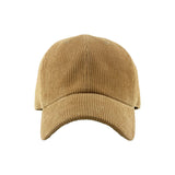 Khaki corduroy cap on a white background