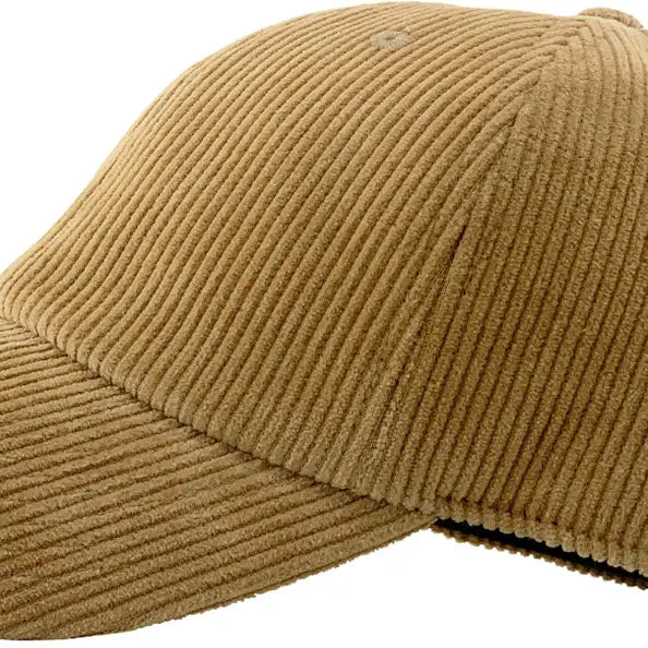 Khaki corduroy cap on a white background