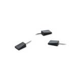 Three black ninja mini pins on a white background