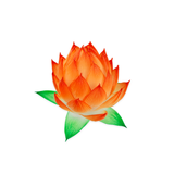 Orange hombre handmade paper lotus lantern with green-tipped leaves, crafted in a layered petal design.
