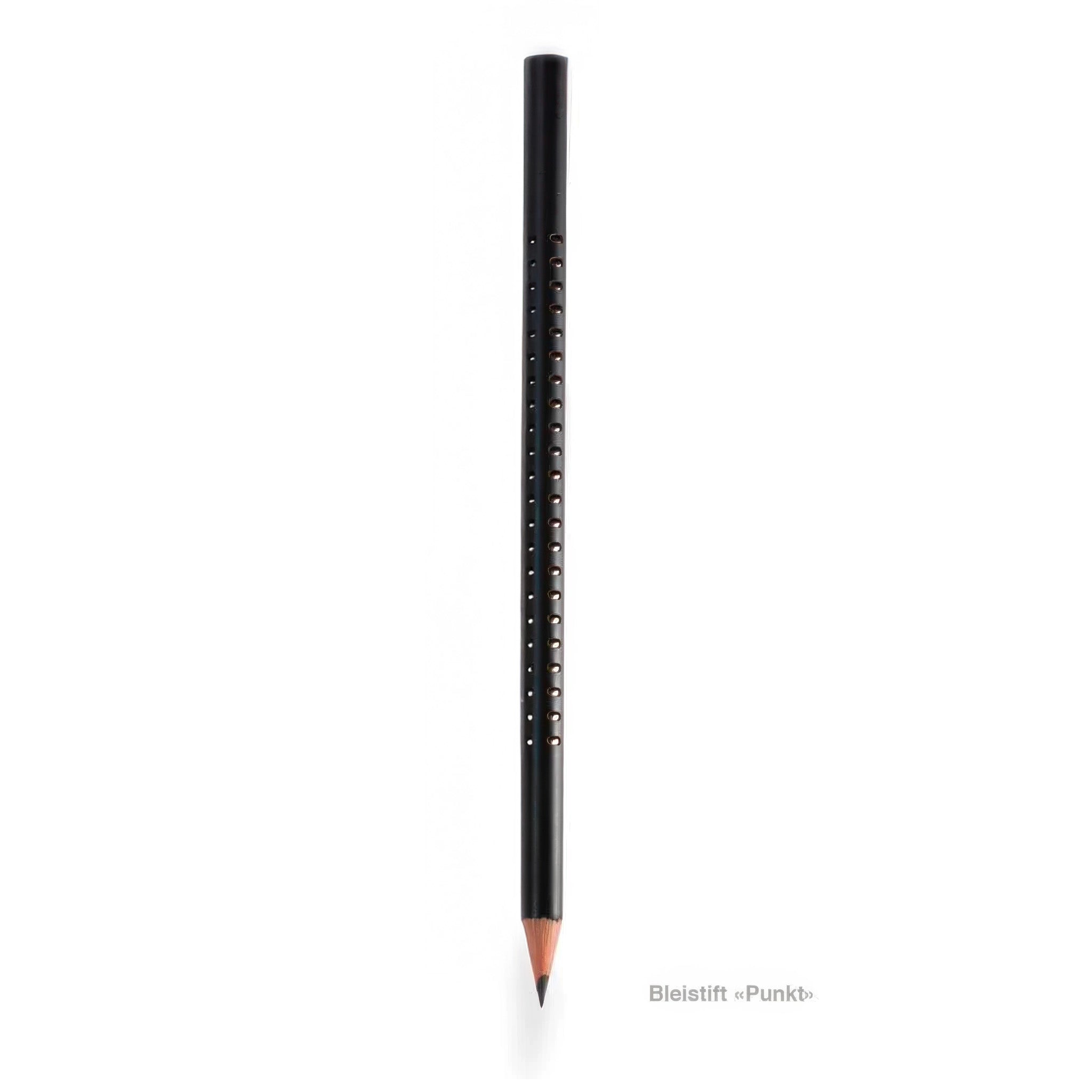 Black pencil with unique design on a white background