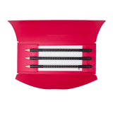 Set of black pencils with unique designs encased in a red envelope