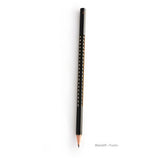 Black pencil with unique design on a white background