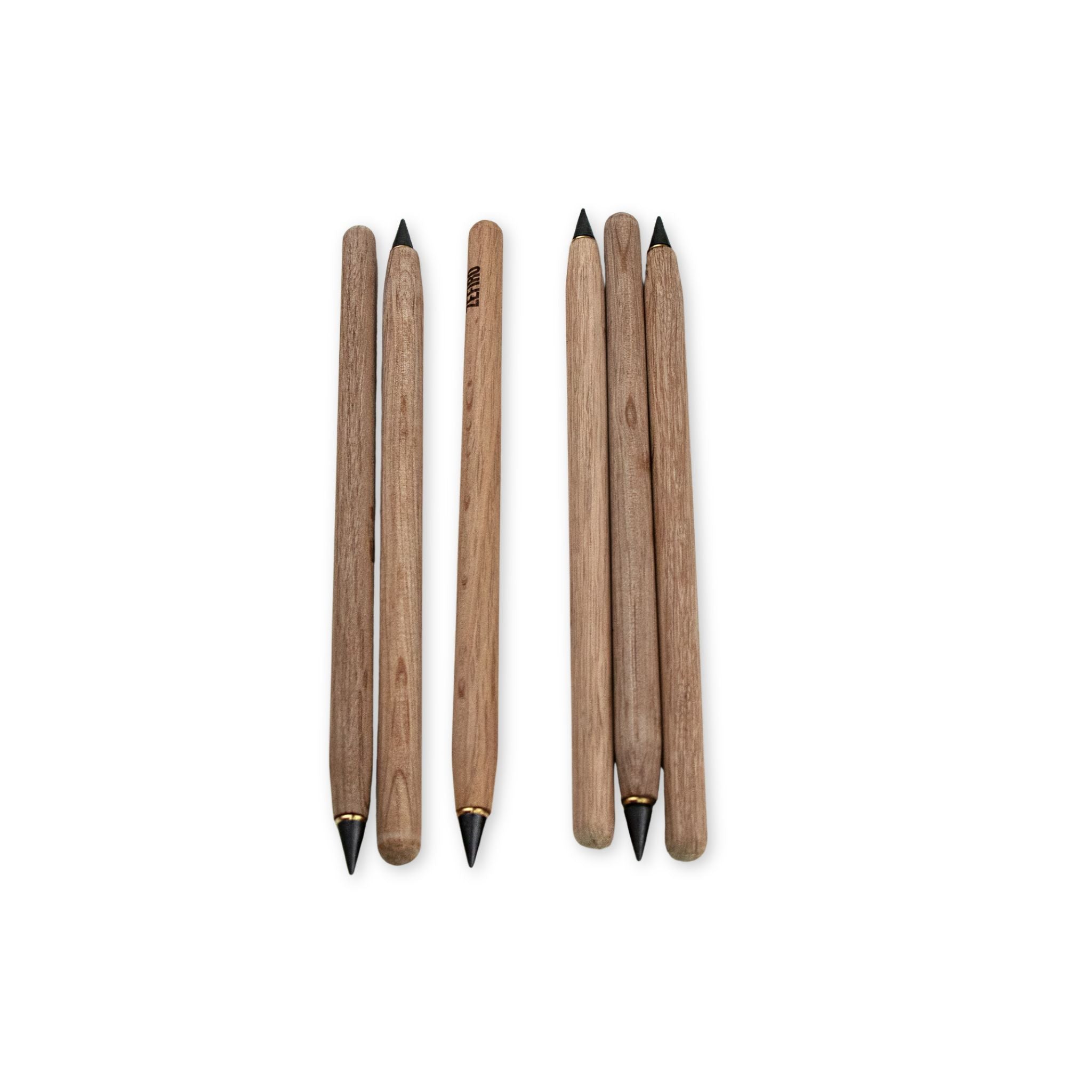 Set of Zefiro's forever pencils with black tips on a white background