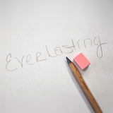 Pencil and eraser on paper with the word 'Everlasting' written.