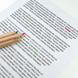 A document with text showing the highlights from the highlighter pencils
