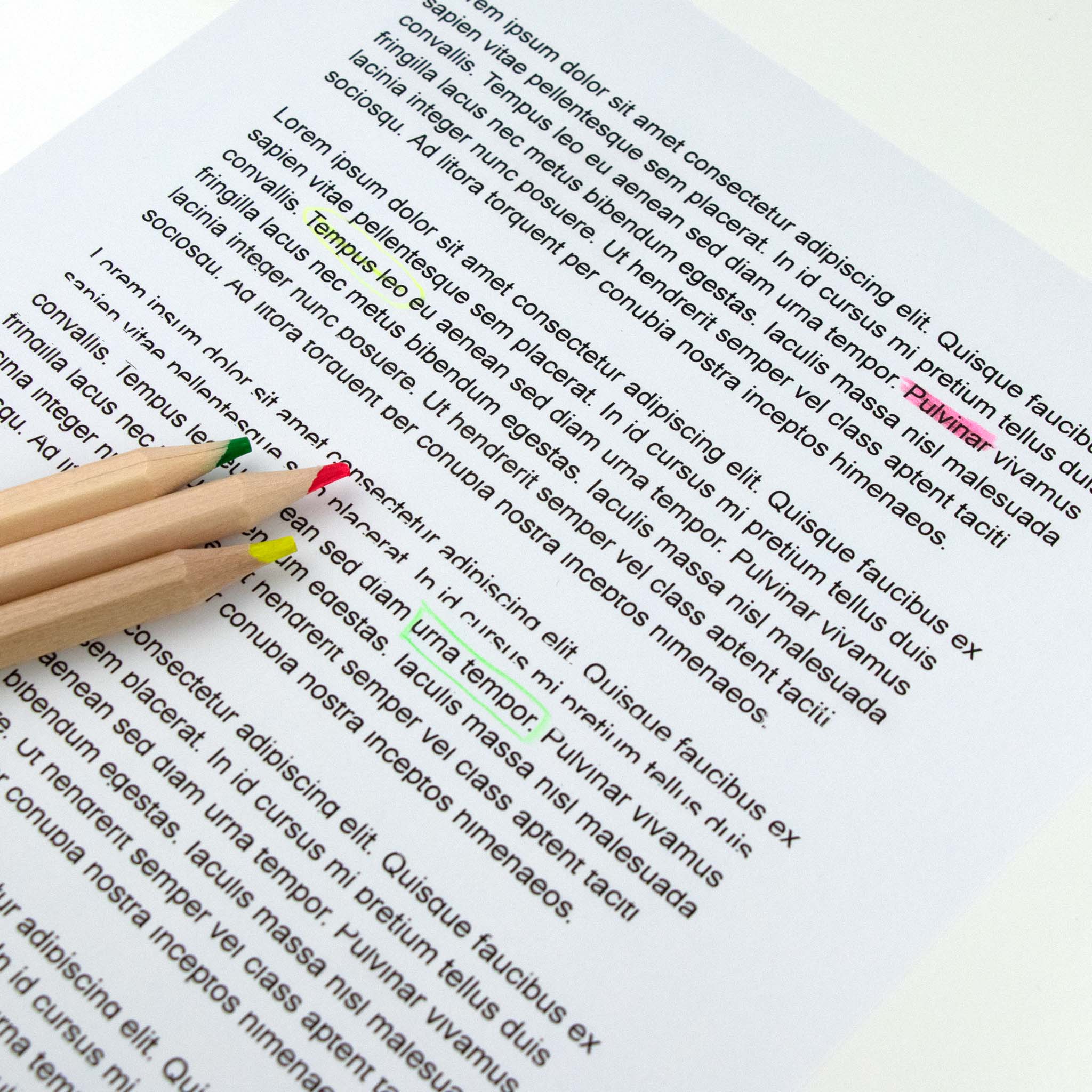 A document with text showing the highlights from the highlighter pencils