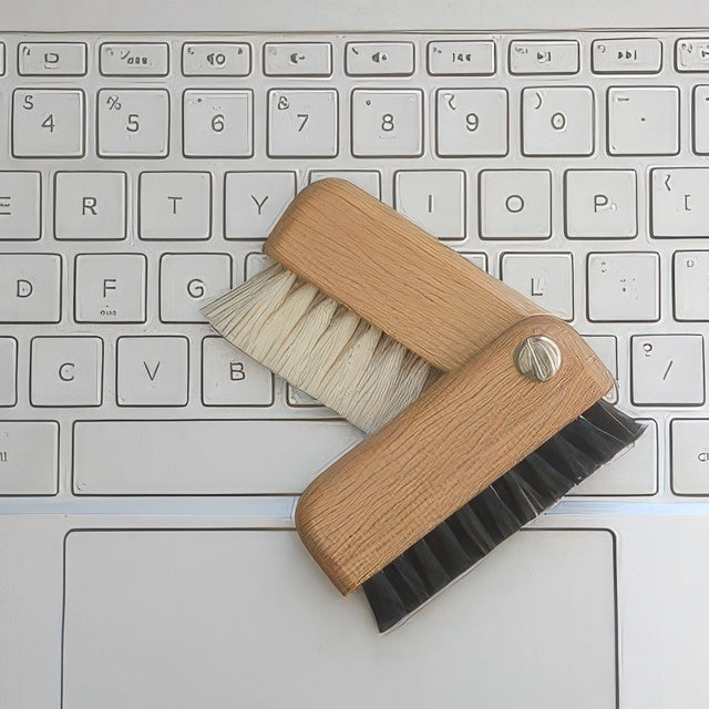 Image of computer laptop brush duster on keyboard