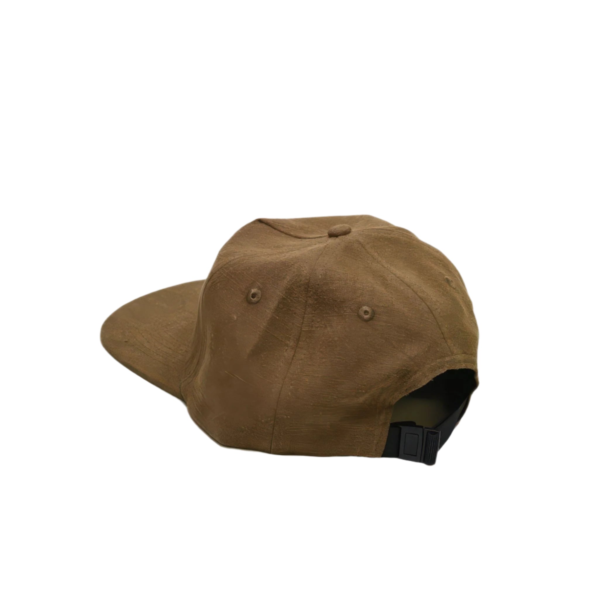 Back side view of the linen NY hat in brown