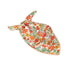 Floral patterned scarf on a white background with orange and light green colors prominent