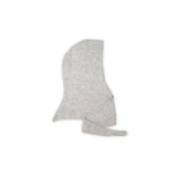Gray hooded knit scarf on a white background