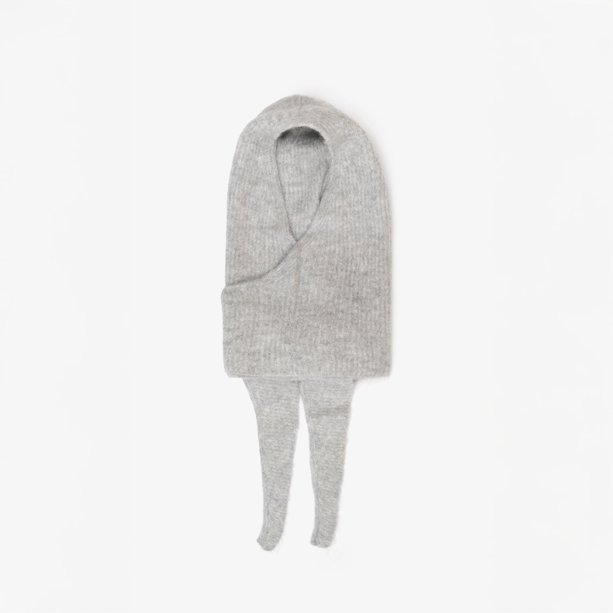 Gray hooded scarf on a white background