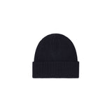 Black beanie hat on a white background
