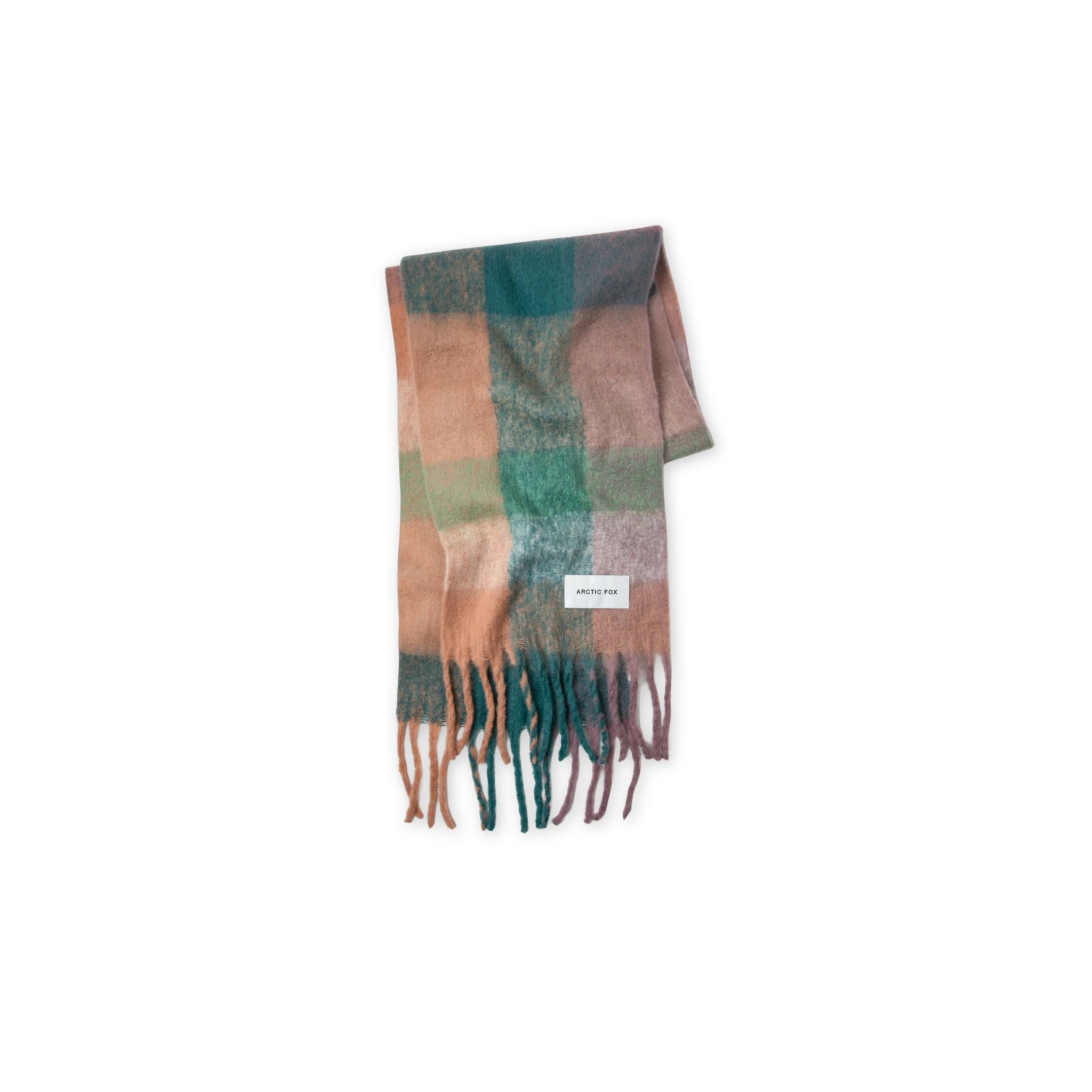 Lily plaid scarf with fringes on a white background