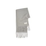 Grey scarf with fringes on a white background