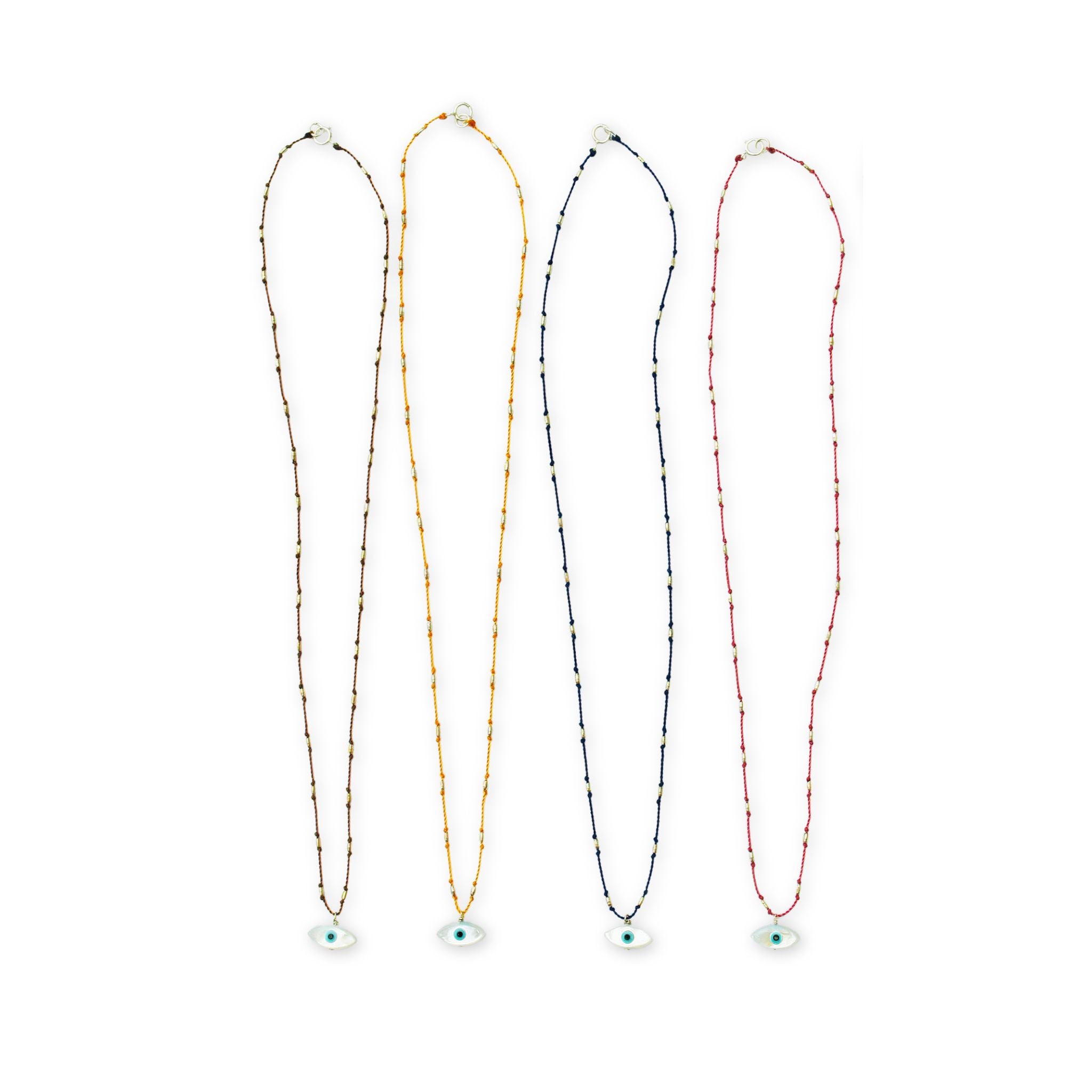 See Real Flowers Evil Eye Necklace collection on a white background