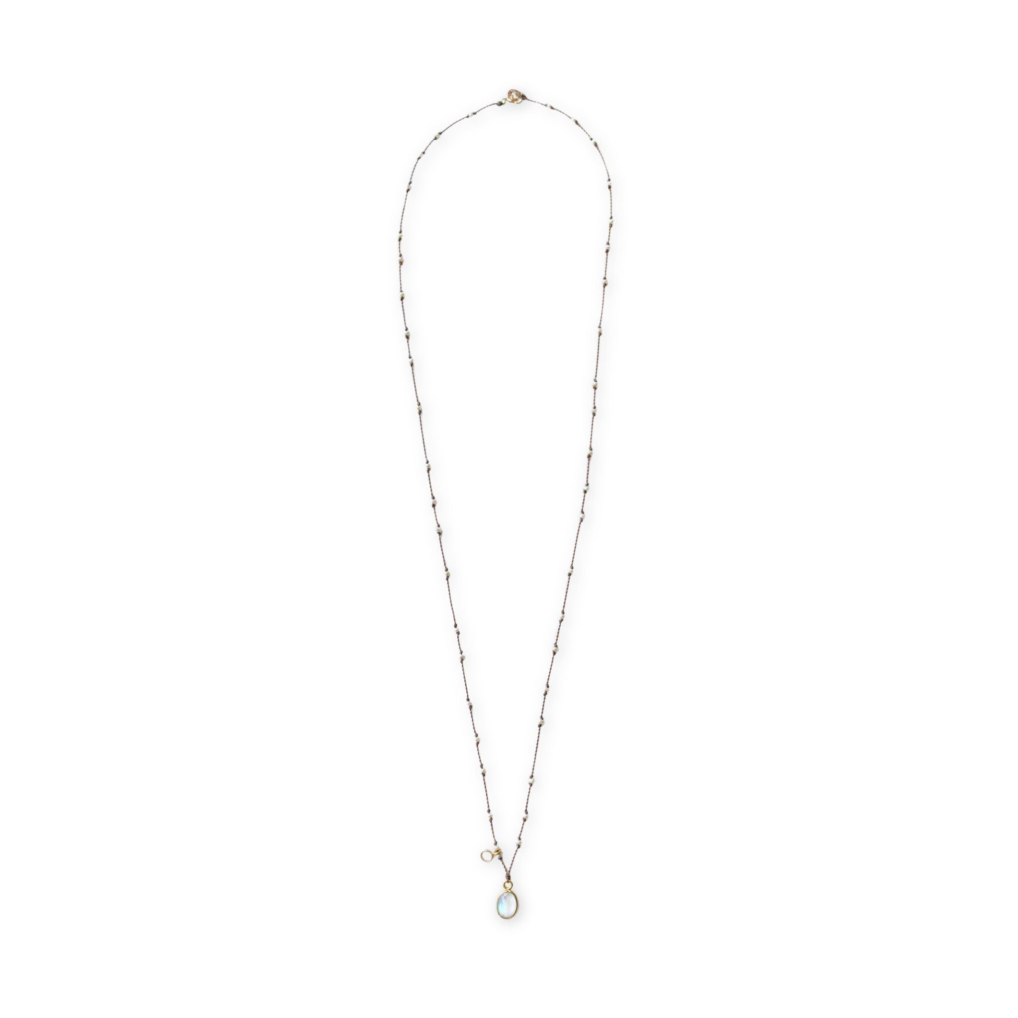 See Real Flowers You and Me Necklace w/ Rainbow Moonstone on a white background