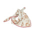 Floral patterned scarf on a white background with light brown and deep red colors prominent