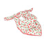 Cherry patterned scarf on a white background with red and white colors prominent