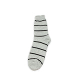 Gray sock with black stripes on a white background