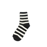 Black and white striped sock on a white background