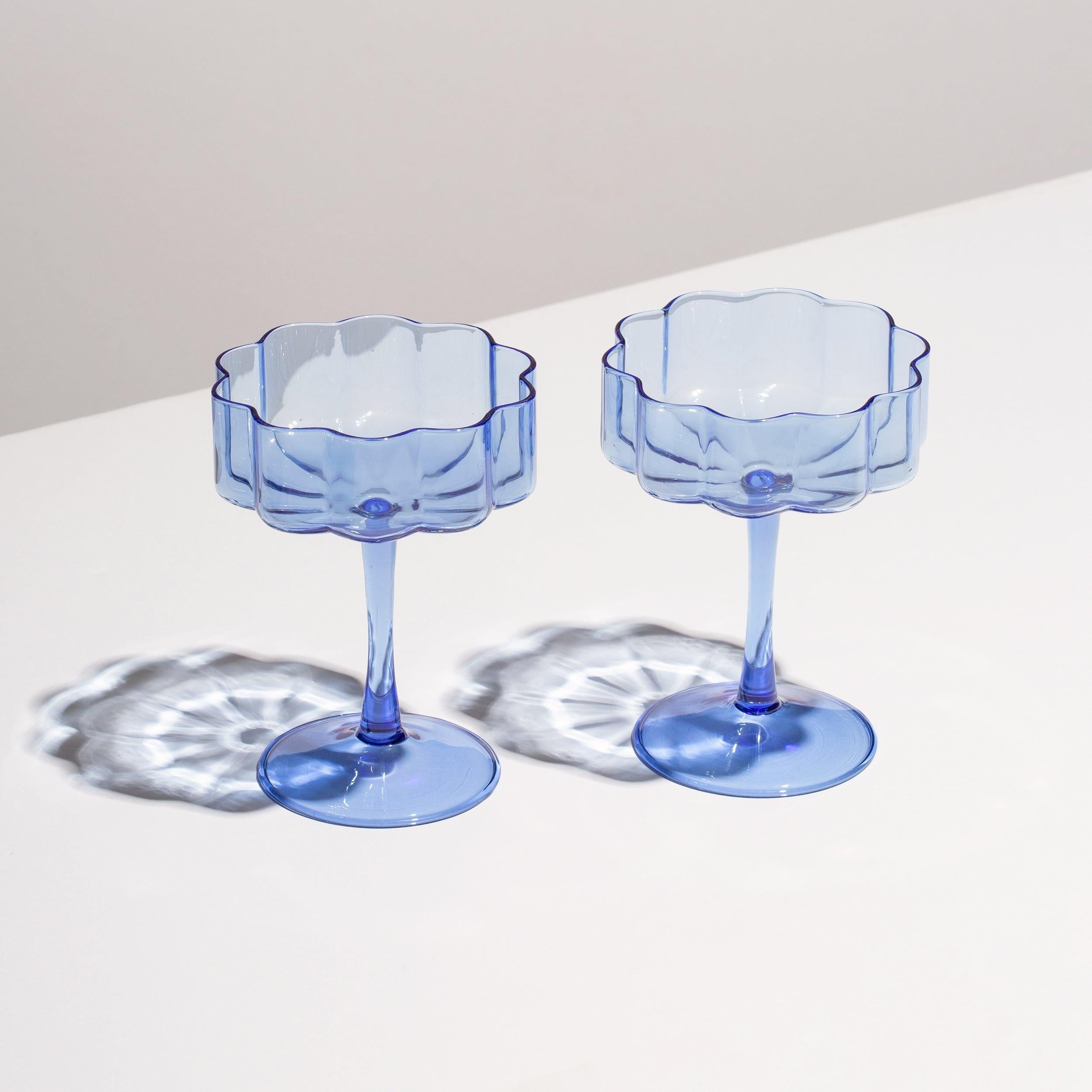 image of two fazeek champagne glasses blue color