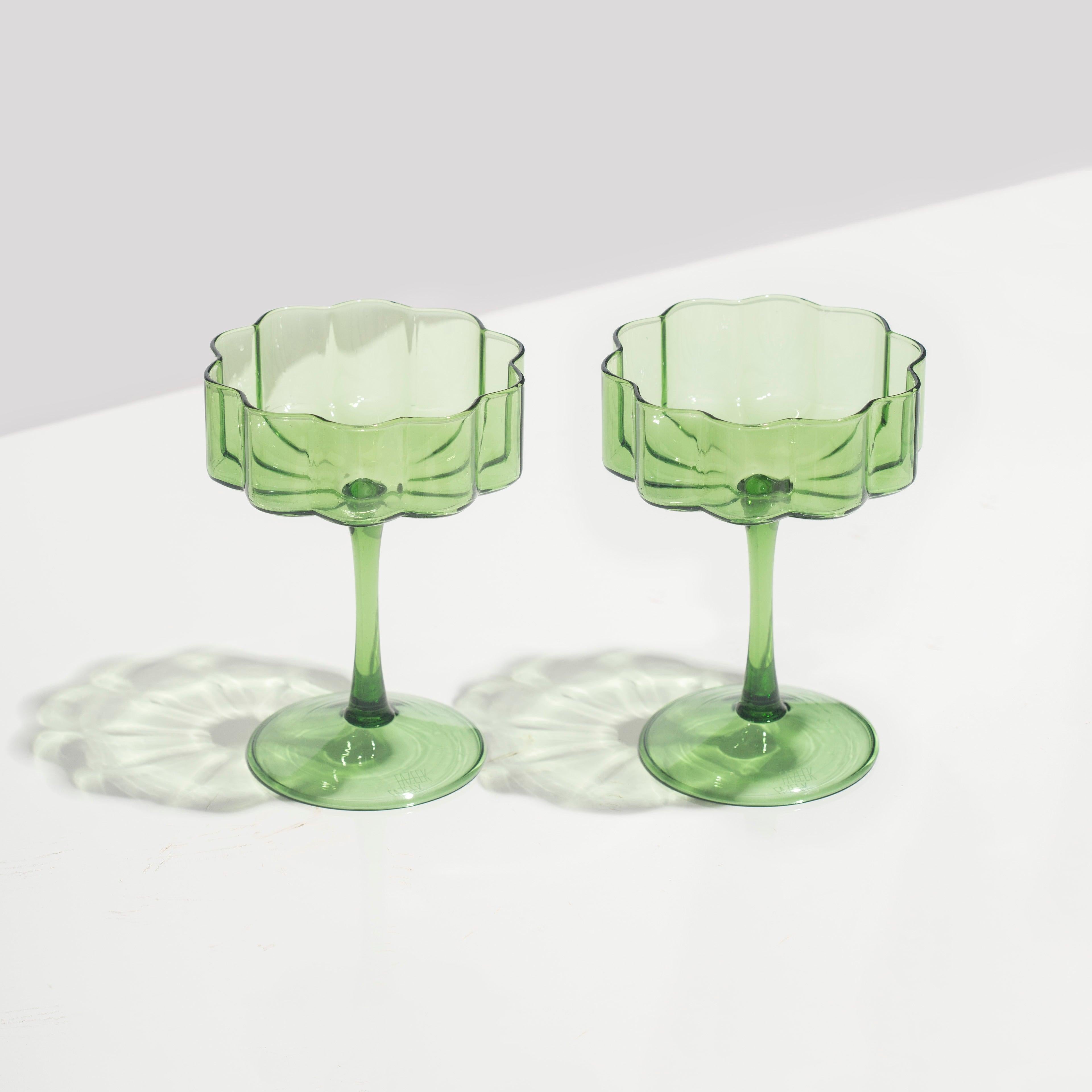 image of two fazeek champagne glasses green color