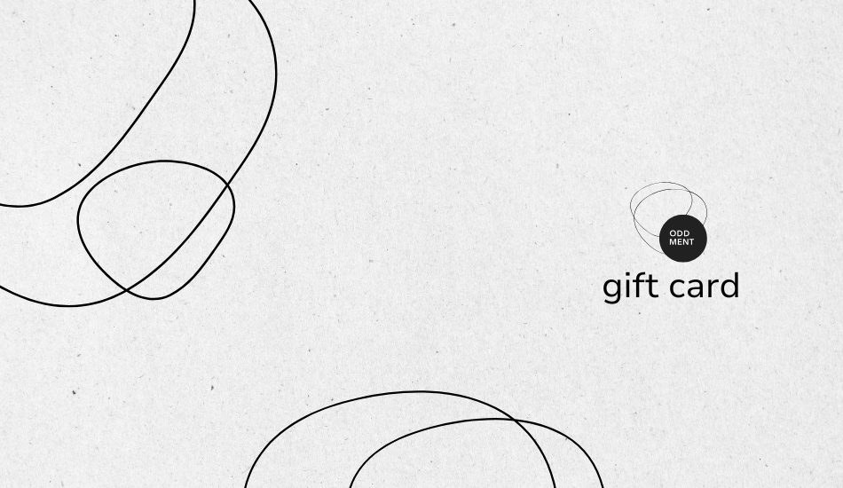 Gift card design with abstract black lines on a light gray background