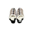 Pair of slippers with plaid pattern on a white background
