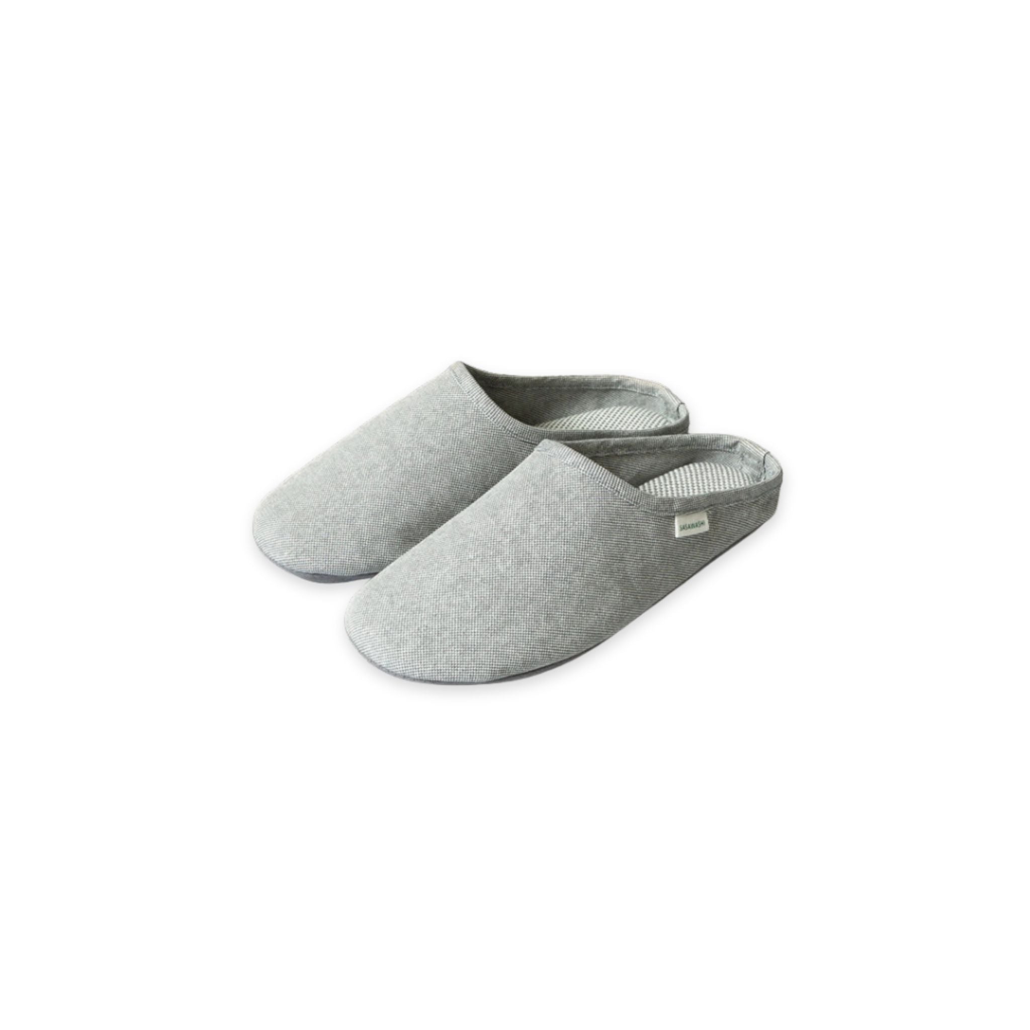 Pair of gray slippers on a white background