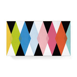 Top view of the colorful MoMA Backgammon set closed on a white background