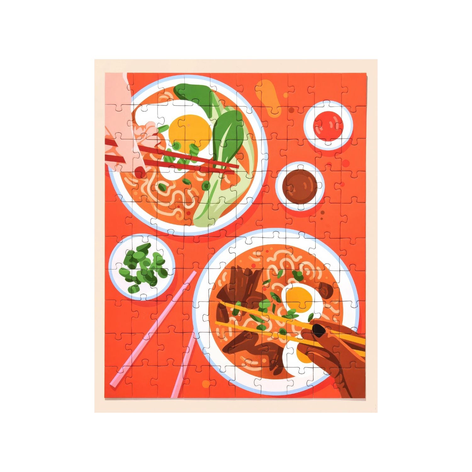 Top view of Ordinary Habit's 100pc Ramen Lunch puzzle put together