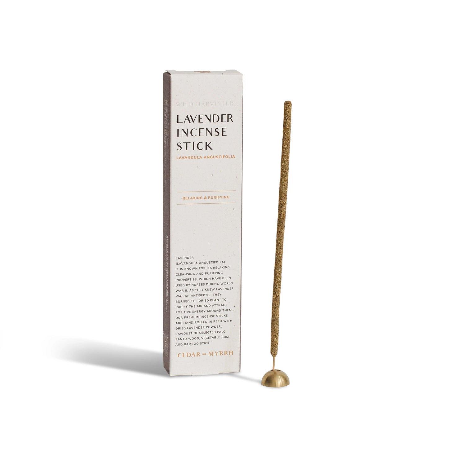 Lavender incense stick with packaging on a white background