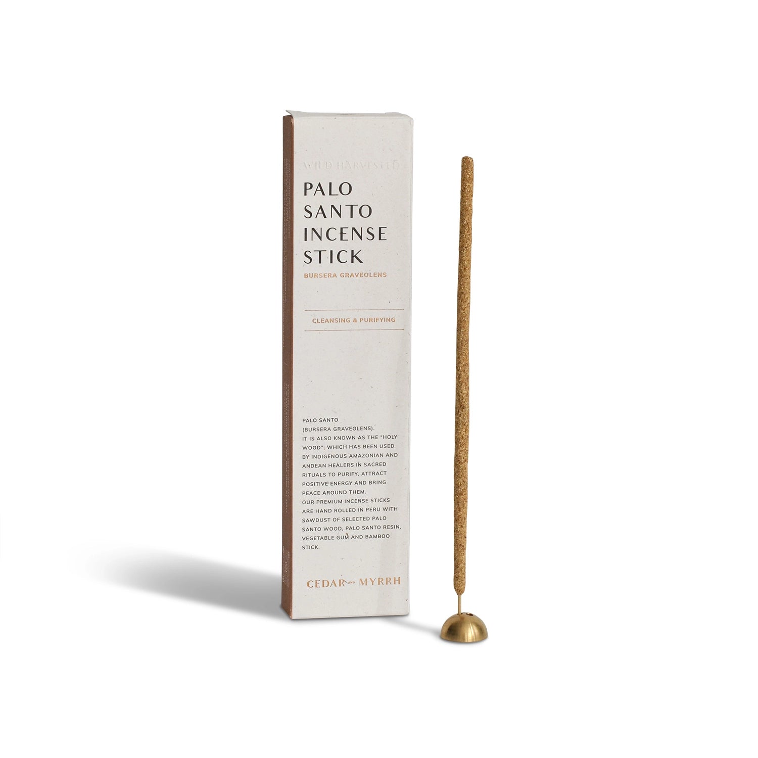 Palo Santo incense stick with packaging on a white background