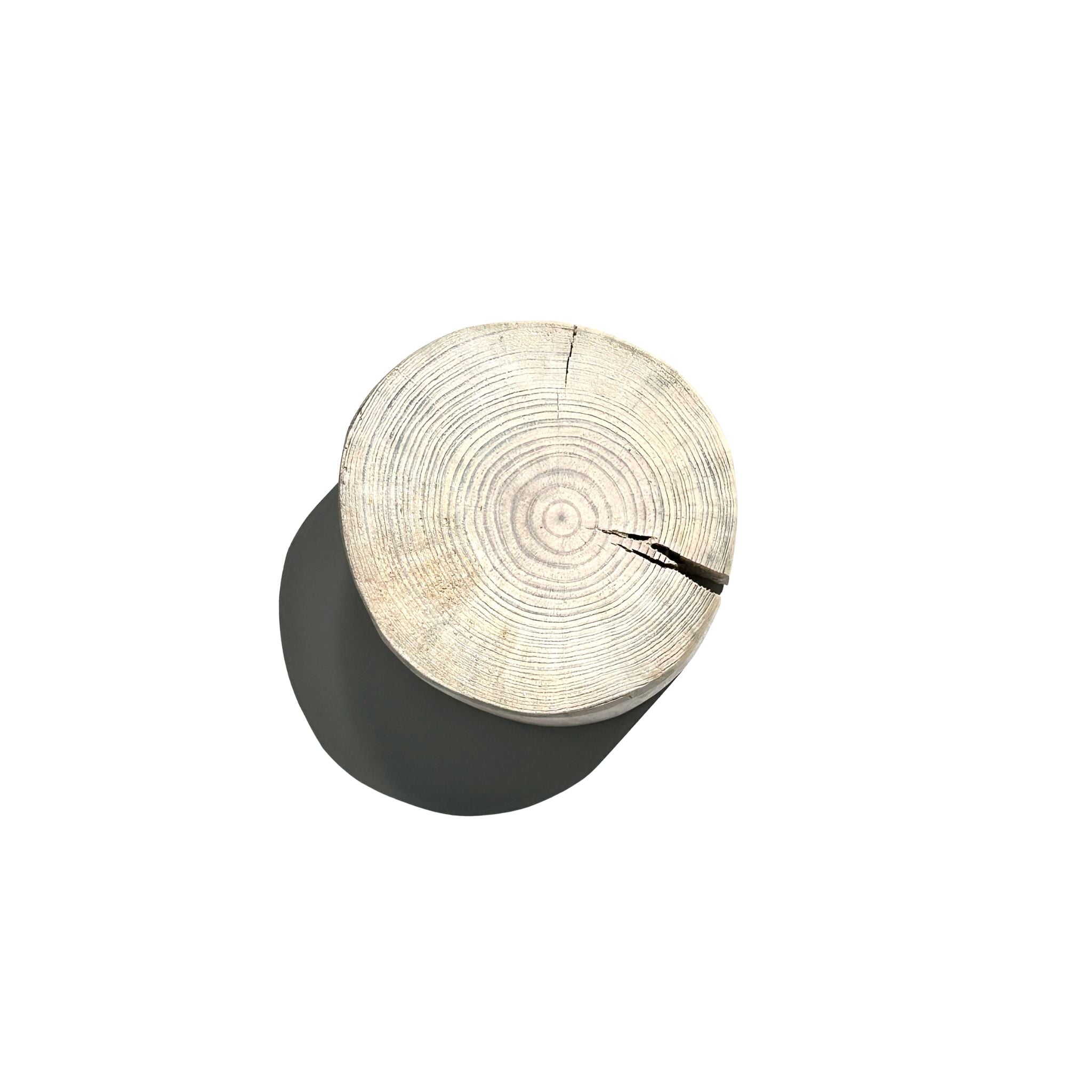 Wooden pedestal with circular cutout on a white background