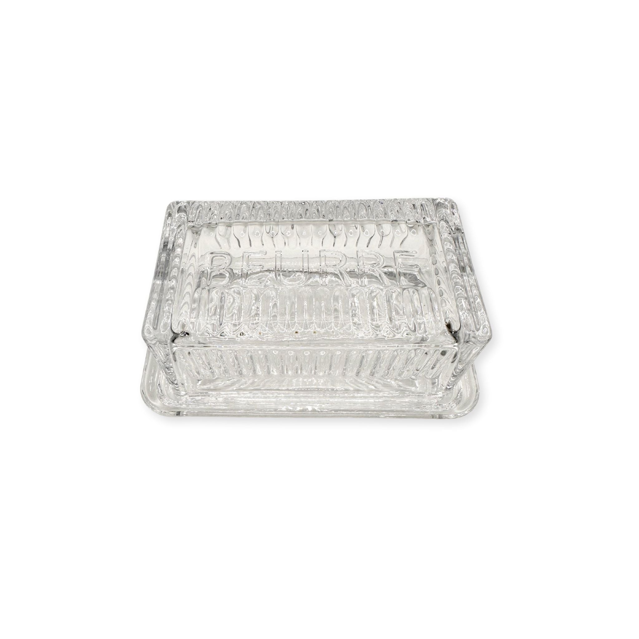 Beurre Butter Dish – Vintage European Style Glass Dish with French Embossing