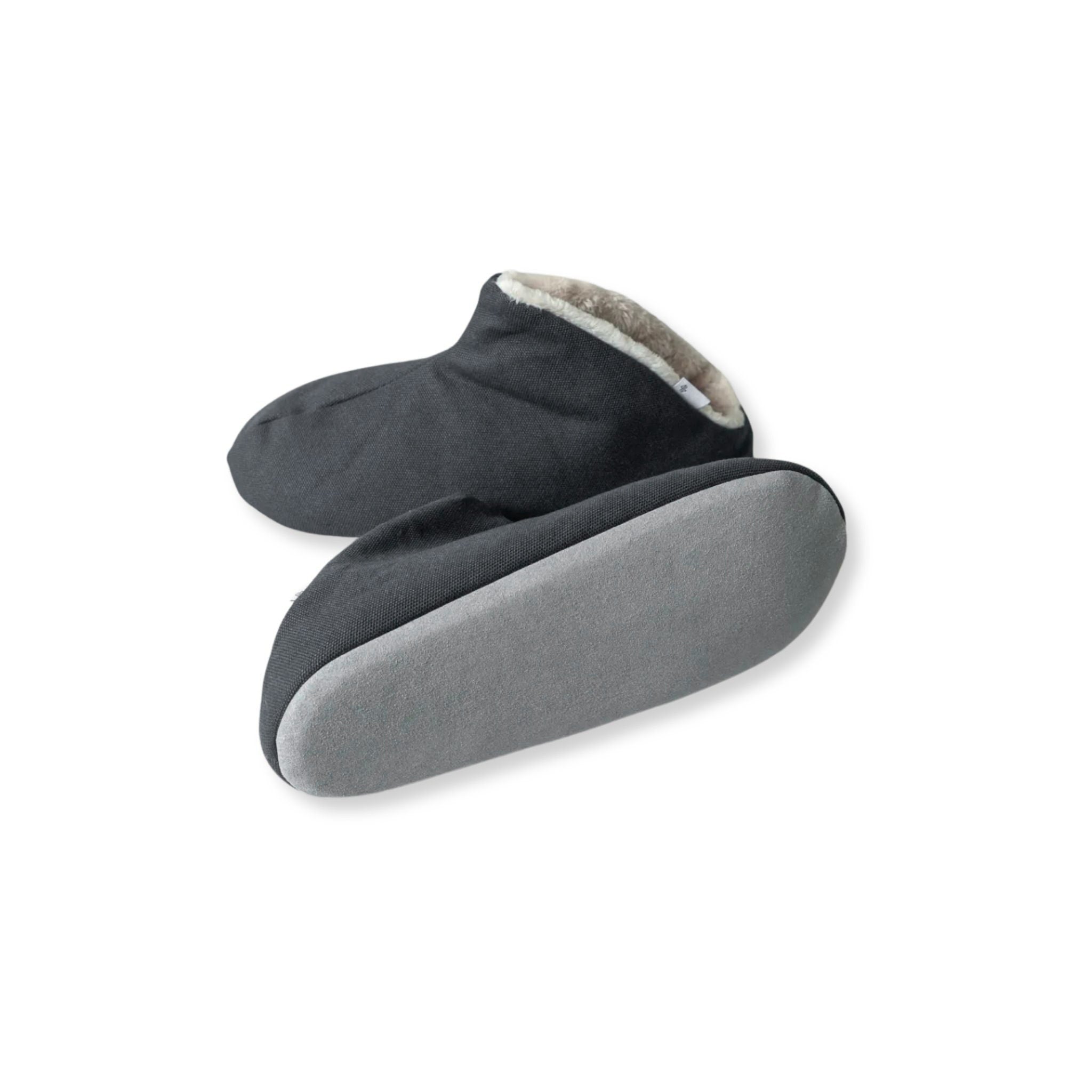 Pair of gray slippers on a white background