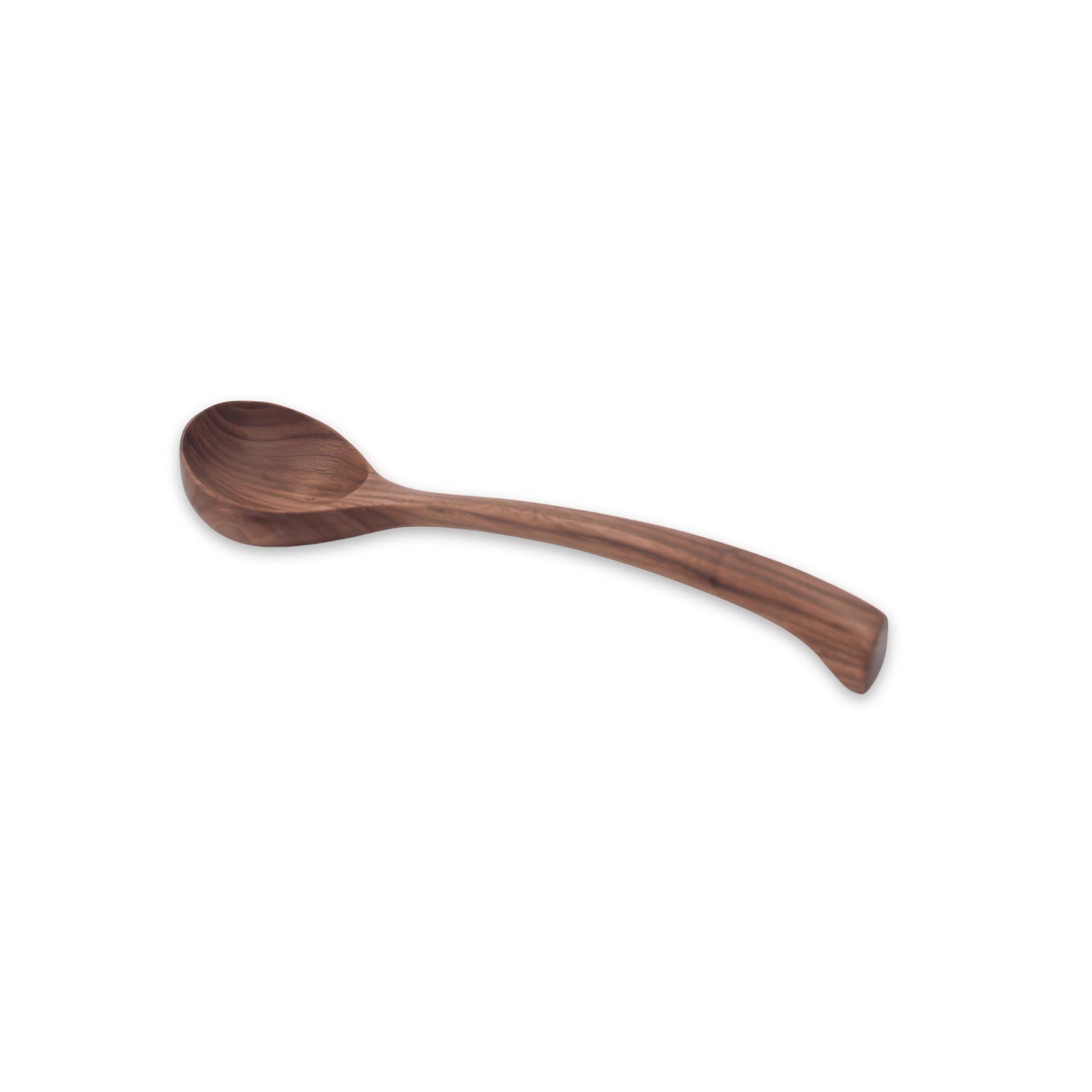 Full angled side view of JBrody + Co's 13" Walnut Wood Ladle